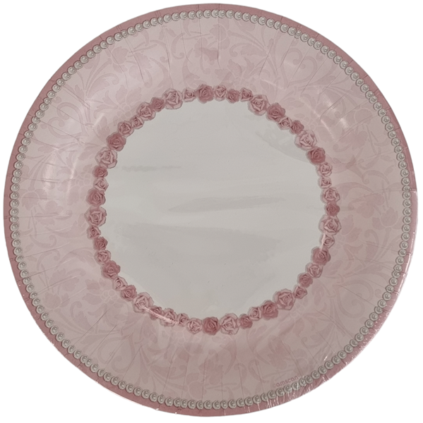 Picture of Platos Rosas Elegantes cartón 26cm (8 unidades)