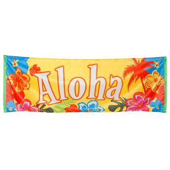 Imagen de Pancarta Aloha Fiesta tela (74cm x 220cm)