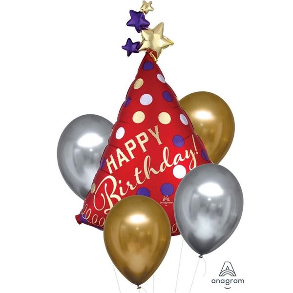 Imagen de Bouquet Globos Happy Birthday (5 unidades)