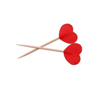 Picture of Pinchos Corazón Rojos 7.5cm (50 unidades)