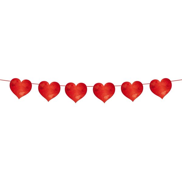 Imagen de Guirnalda Decoración Corazones Rojos cartón (6m)