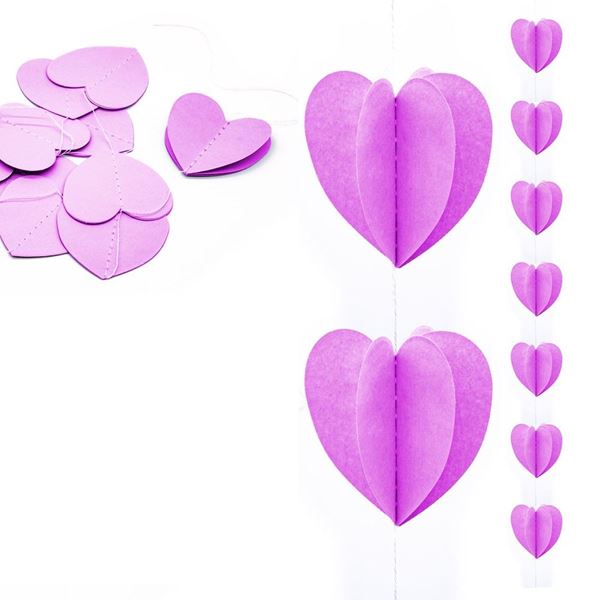 Picture of Tira Corazones Morados 3D papel (1.5m)