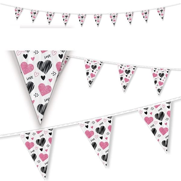 Imagen de Banderín Corazones Love papel (3m)