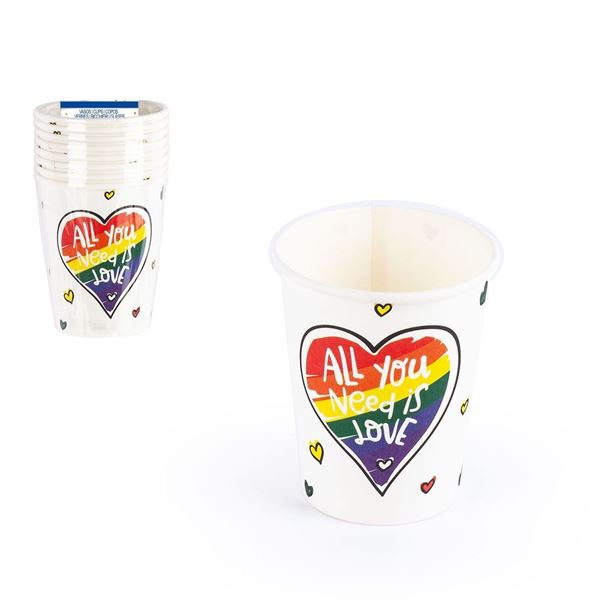 Imagen de Vasos All You Need is Love cartón (8 unidades)