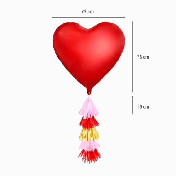 Globo Foil Corazón Rojo con Borla Grande✔️ por sólo 2,43 €. Envío en 24h.  Tienda Online. . ✓. Artículos de decoración  para Fiestas.