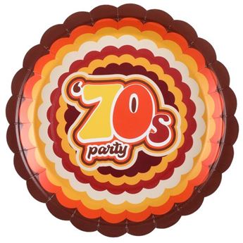 Imagens de Platos Disco Años 70 cartón 23cm (10 unidades)