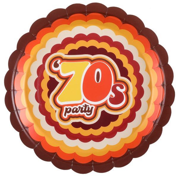 Imagen de Platos Disco Años 70 cartón 23cm (10 unidades)