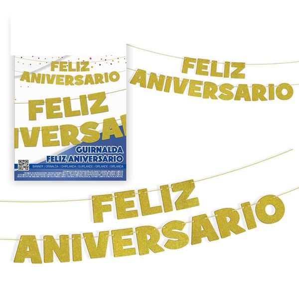 Imagen de Guirnalda Feliz Aniversario Dorada (3m)