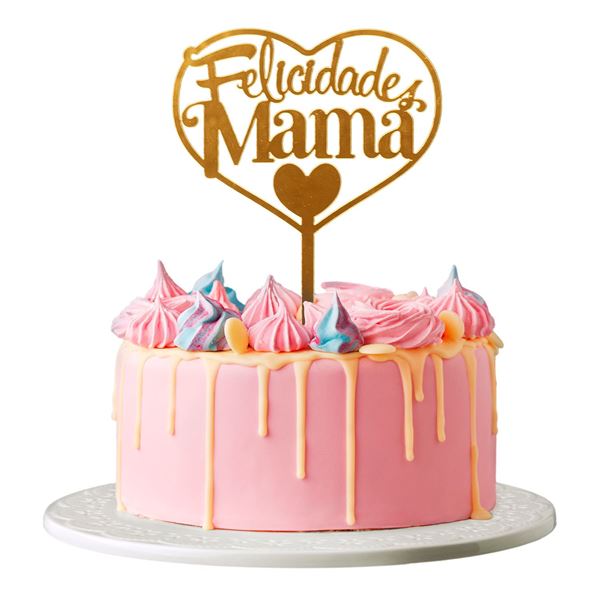 Imagen de Topper Tarta Felicidades Mamá Dorado