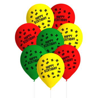 Imagen de Globos LEGO Happy Birthday Látex (8 unidades)