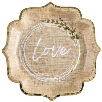 Imagen de Platos Boda Wedding Natural 21cm cartón (10 unidades)