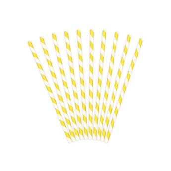 Imagen de Pajitas con Rayas Amarillas papel (10 unidades)
