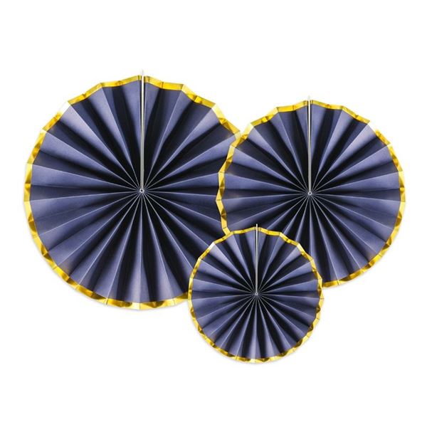 Imagen de Rosetones Azul Marino Borde Dorado (3 unidades)