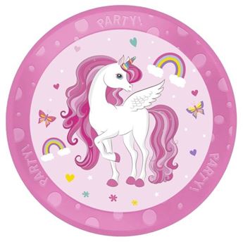 Imagen de Plato Unicornio Plástico Duro Reutilizable 21cm (1 unidad)