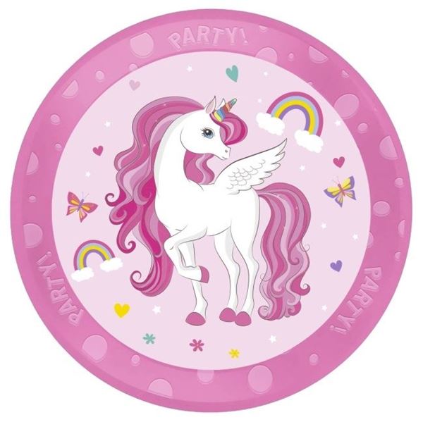 Imagen de Plato Unicornio Plástico Duro Reutilizable 21cm (1 unidad)