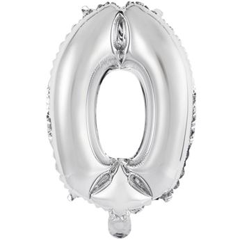 Imagen de Globo Número 0 Plateado Mini (35cm)