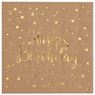 Imagen de Servilletas Happy Birthday Kraft Dorado papel 25cm (20 unidades)