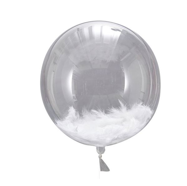 Imagen de Globo Burbuja Transparente con Plumas 45cm (3 unidades)