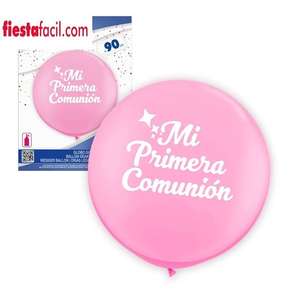 Imagen de Globo Mi Primera Comunión Rosa Látex (90cm)