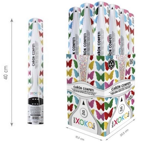 Imagen de Cañón de Confeti Mariposas Colores papel 40cm (1 unidad)