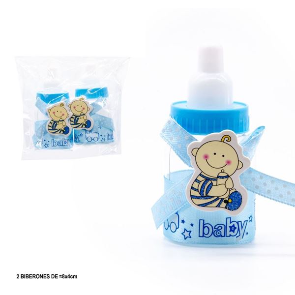 Imagens de Recuerdo Biberón Baby Azul 8cm x 4cm (2 unidades)