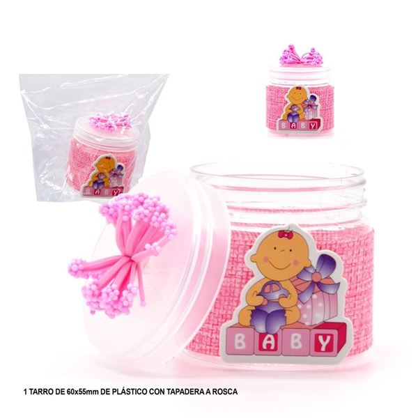 Imagens de Recuerdo Tarro Baby Rosa Plástico (1 unidad)