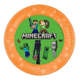 Picture of Plato de Minecraft Naranja Plástico Duro Reutilizable 21cm (1 unidad)