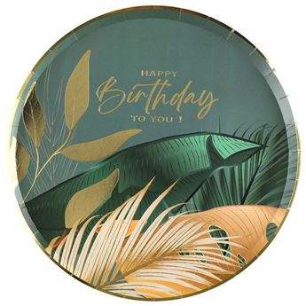 Imagen de Platos Happy Birthday Jungla Elegante 22.5cm (10 unidades)