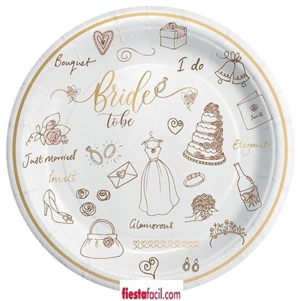 Picture of Platos Bride to Be cartón 24cm Despedida (8 unidades)