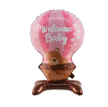 Imagen de Globo Welcome Baby Rosa con Base (Solo Aire) 