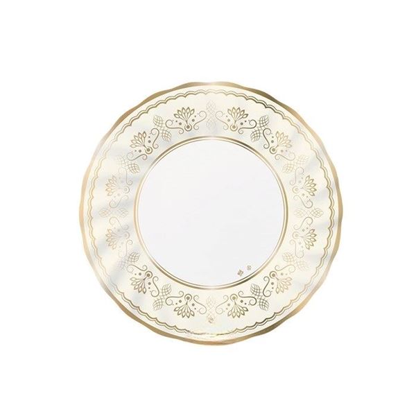 Imagens de Platos Postre Royal Ivory Gold cartón 20cm (6 unidades)