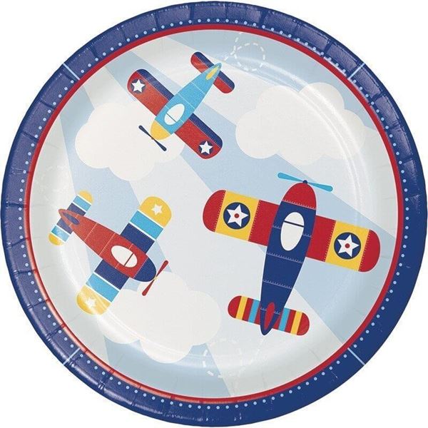 Imagens de Platos Aviones Cumpleaños cartón 23cm (8 unidades)