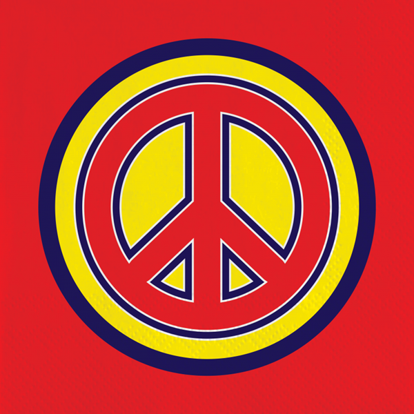 Imagen de Servilletas Hippie Signo Paz papel 33cm (20 unidades)