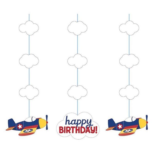 Imagen de Decoración Colgante Aviones Cumpleaños cartón