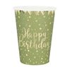 Imagen de Vasos Happy Birthday Oliva Dorado cartón (10 unidades)