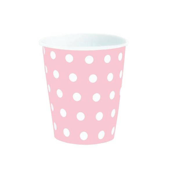 Imagen de Vasos Rosas Lunares Blancos cartón (6 unidades)