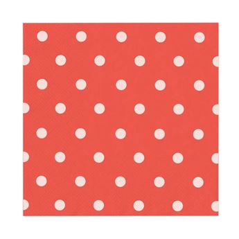 Imagen de Servilletas Rojas Lunares Blancos papel 33cm (10 unidades)