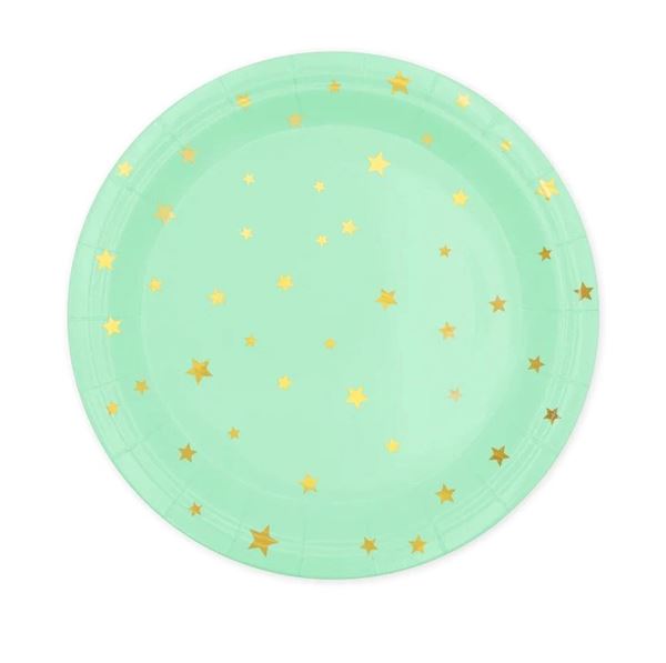 Picture of Platos Menta Estrellas cartón 18cm (6 unidades)