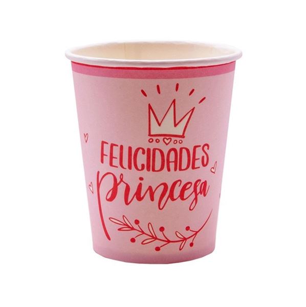 Imagen de Vasos Feliz cumple rosa de cartón (10 uds)