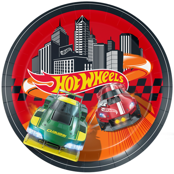 Imagen de Platos Hot Wheels cartón 23cm (8 unidades)