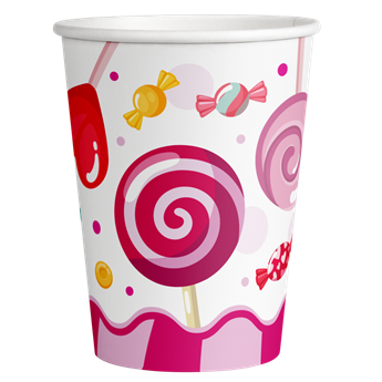 Imagen de Vasos Dulce Candy Party cartón 236ml (8 unidades)