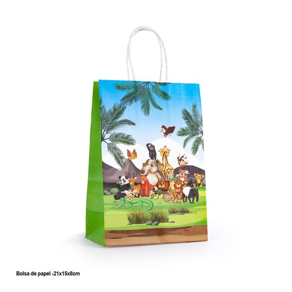 Picture of Bolsa de cartón para regalo animales divertidos 21x16x8cm (1uds)