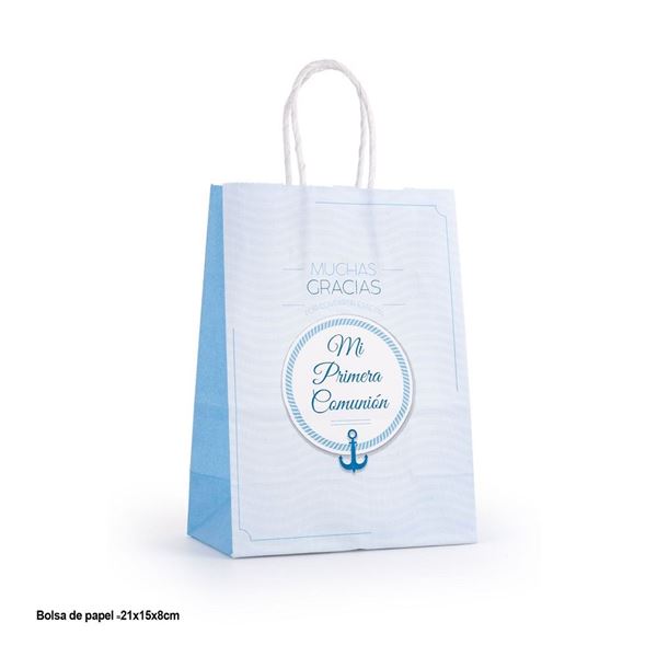 Imagen de Bolsa Mi Primera Comunión Ancla cartón Asa (21cm x 16cm x 8cm)