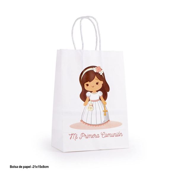 Picture of Bolsa Mi Primera Comunión Niña cartón Asa (21cm x 16cm x 8cm)