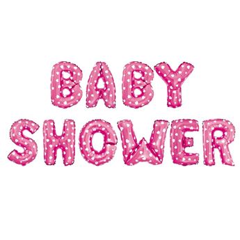 Imagen de Globo Letras Baby Shower Rosa Corazones
