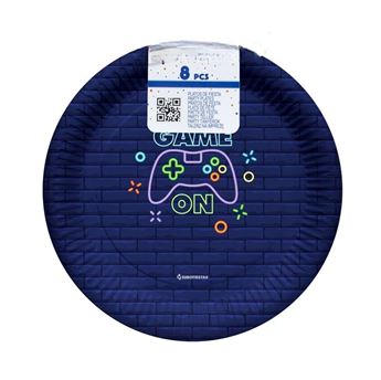Imagen de Platos Game On cartón 18cm (6 unidades)