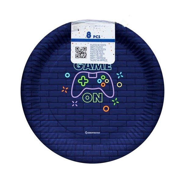 Imagen de Platos Game On cartón 18cm (6 unidades)