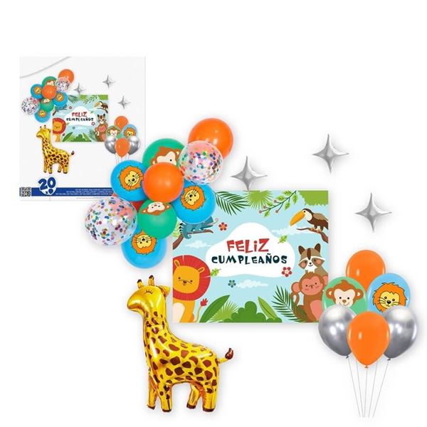 Picture of Set Decorado Animales Cumpleaños Infantil (20 globos)