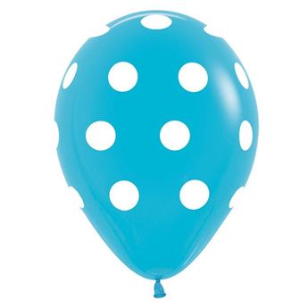 Imagen de Globos Azul Caribe Lunares Blancos (12)