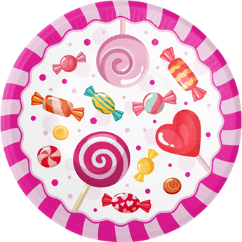 Imagen de Platos Dulce Candy Party cartón 23cm (8 unidades)